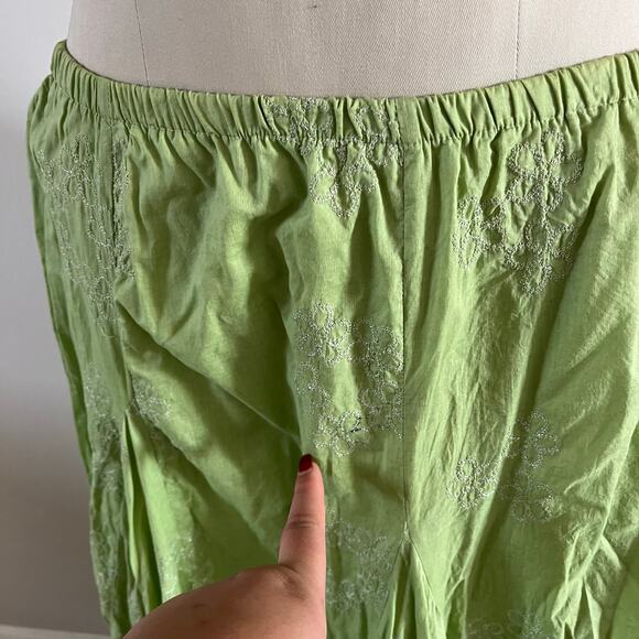 Y2K Green Floral Embroidered Asymmetrical Hem Maxi Skirt Wmns L Forest Fairycore - Picture 8 of 11